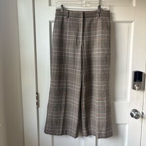 EXPRESS Taupe Plaid Women's Cropped Culottes Slacks Size 6